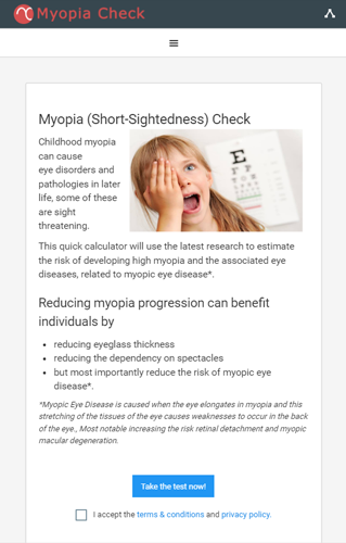 online myopia teszt